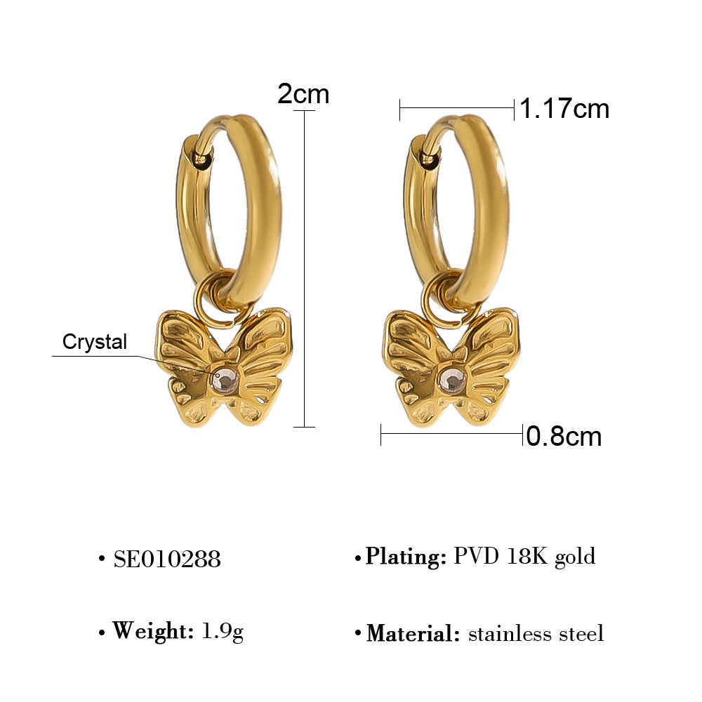 Wholesale Geometric earrings fan-shaped butterfly diamond hoop earrings