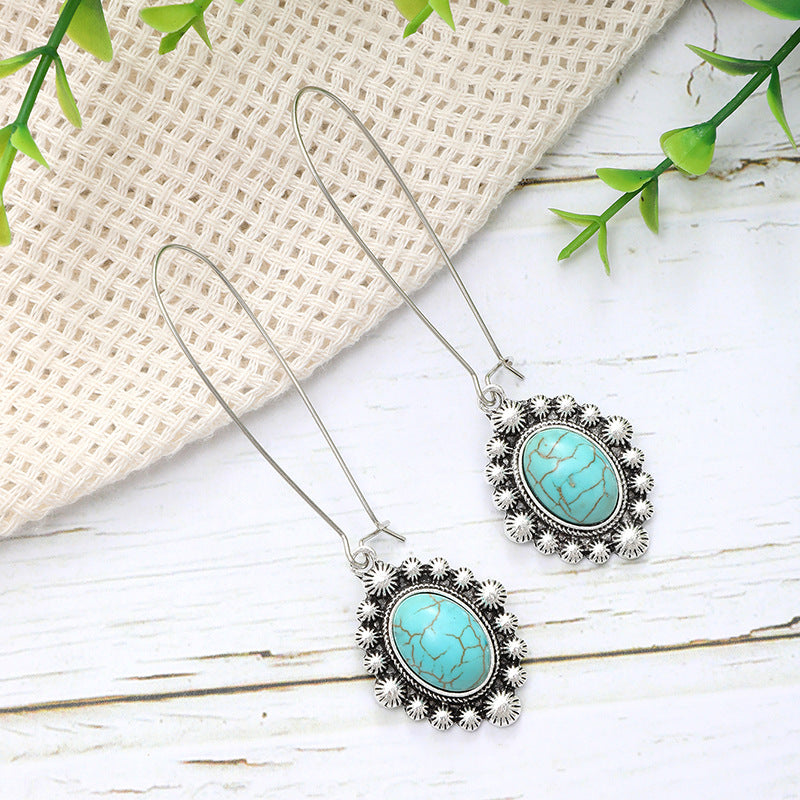 Wholesale Bohemian Style Metal Turquoise Water Drops  Earrings