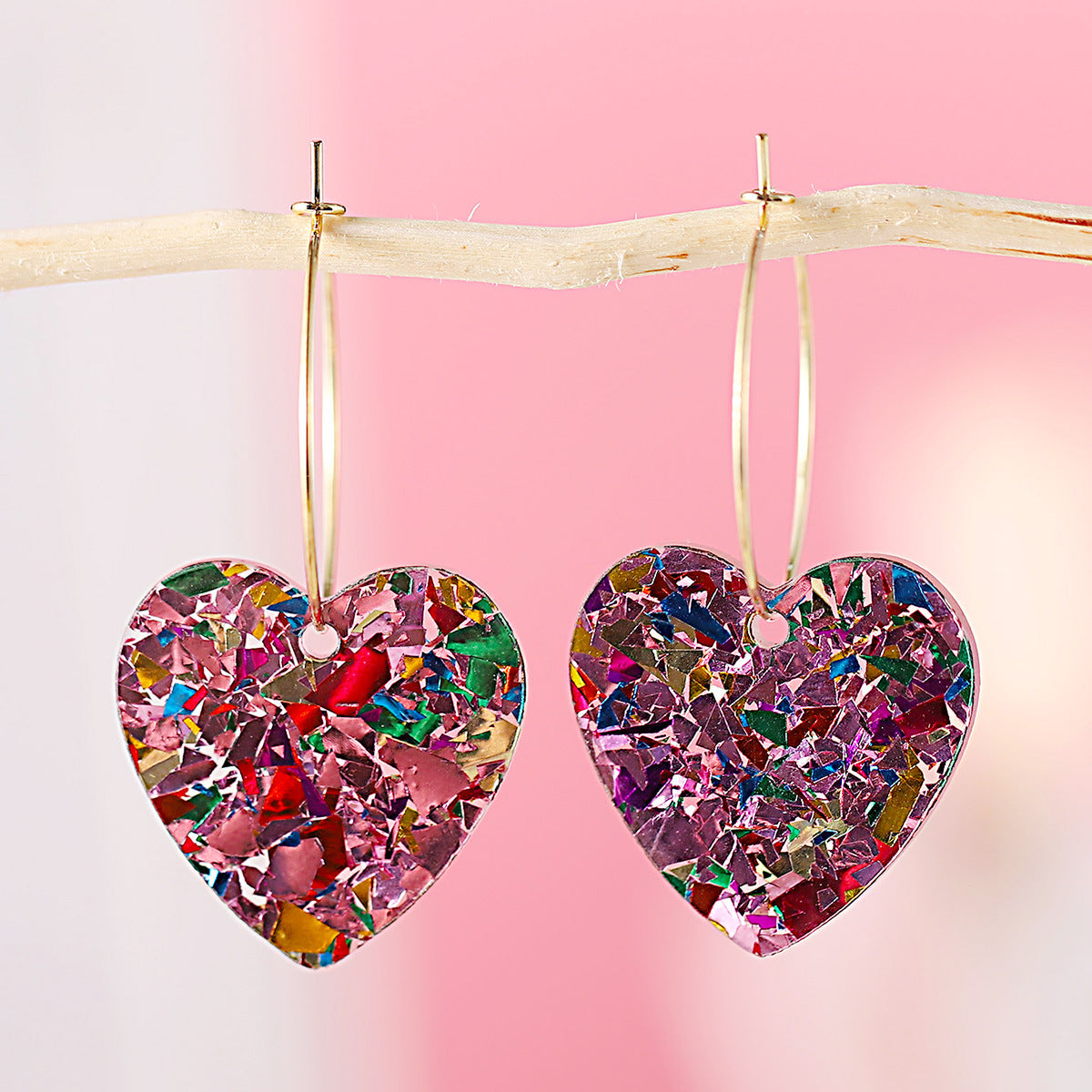 Wholesale  Valentine's Day Luxury Love Sequins Acrylic Earrings