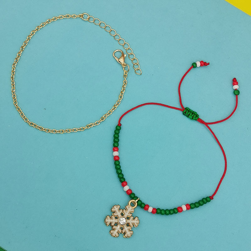 Wholesale Christmas Snowflake Tree Letter Rice Bead Double Layer Bracelet ACC-BT-Haol003