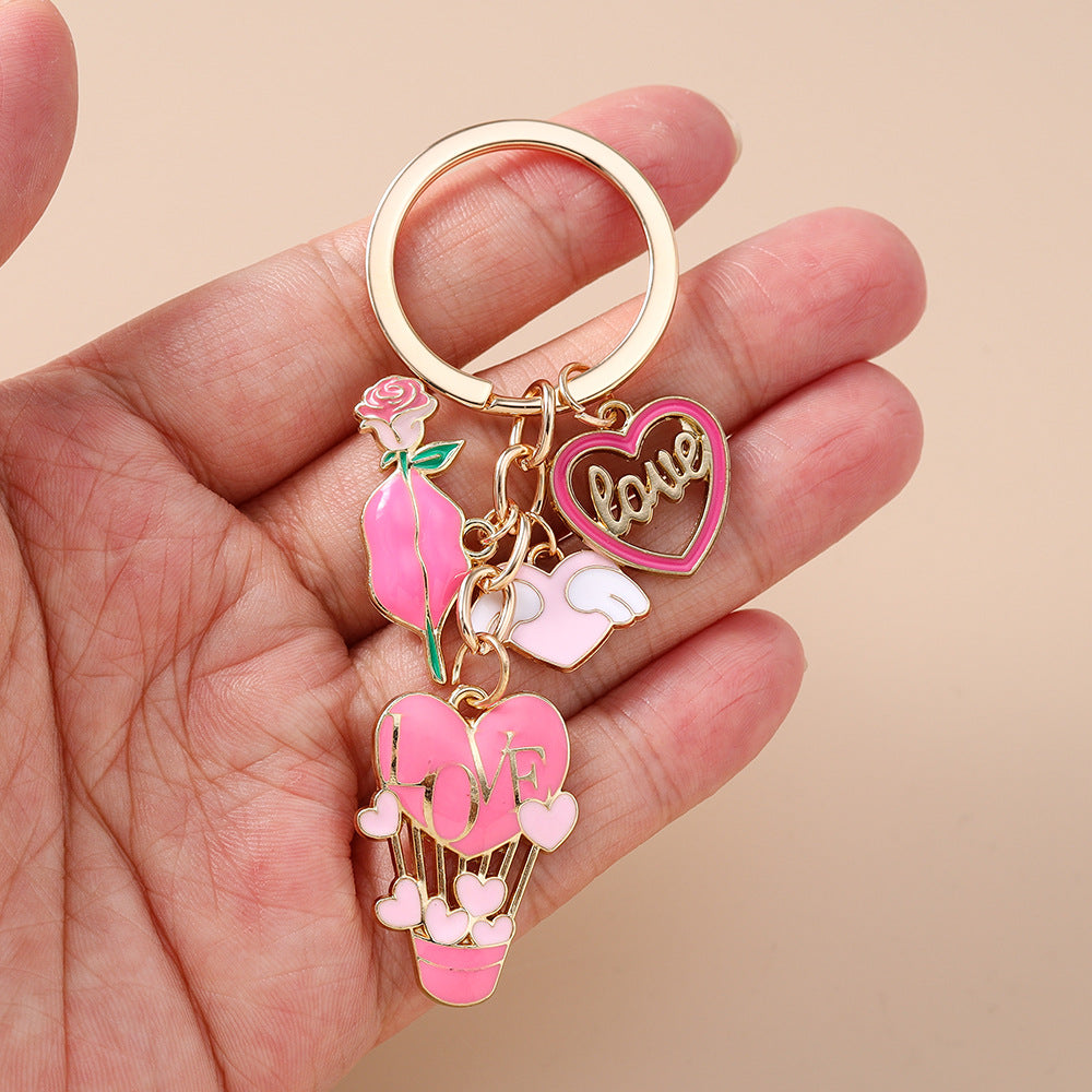 Wholesale Alloy Flower Lips Rose Heart Keychain