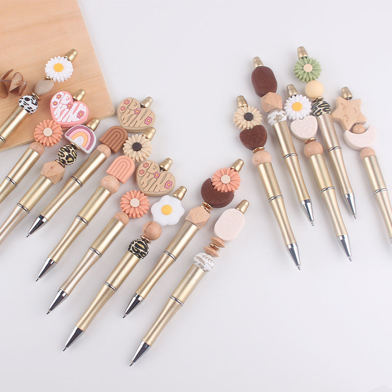 Wholesale beaded pen creative DIY cartoon daisy love silicone gum beaded pen
