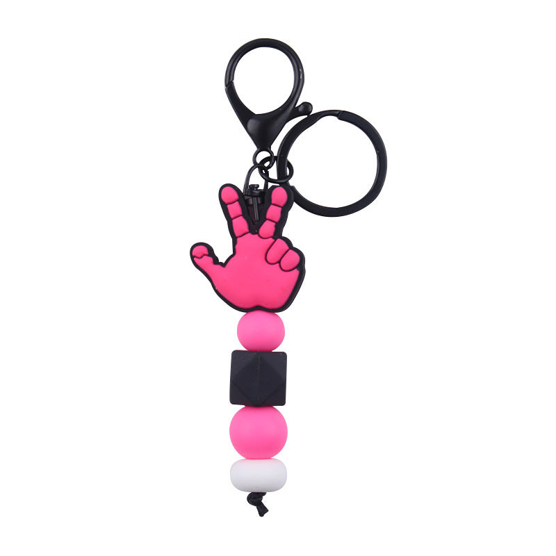 Wholesale Cartoon Palm Silicone Beaded Keychain ACC-KC-GuangTian074
