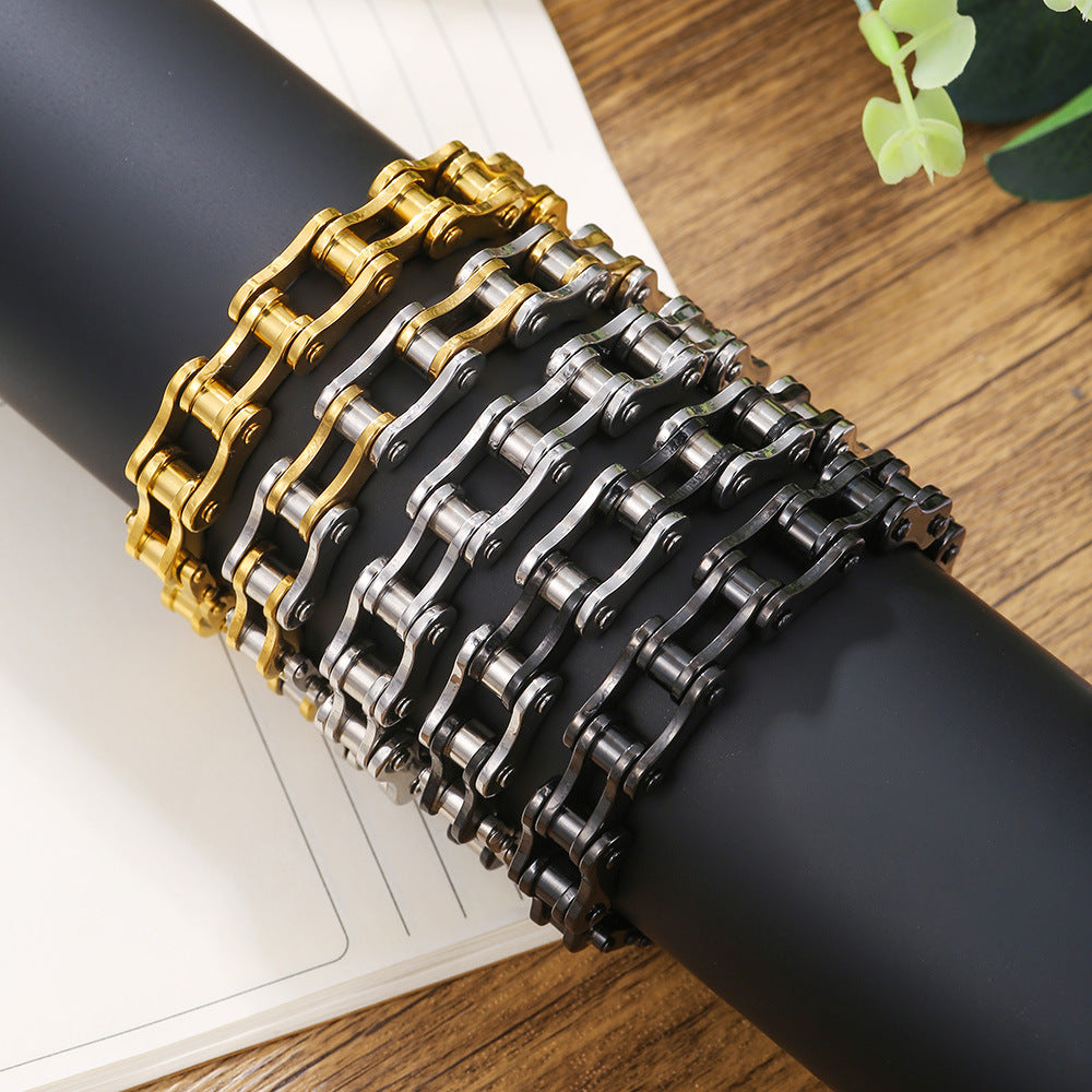 Wholesale Punk Rolling Bicycle Chain Stainless Steel Bracelet
