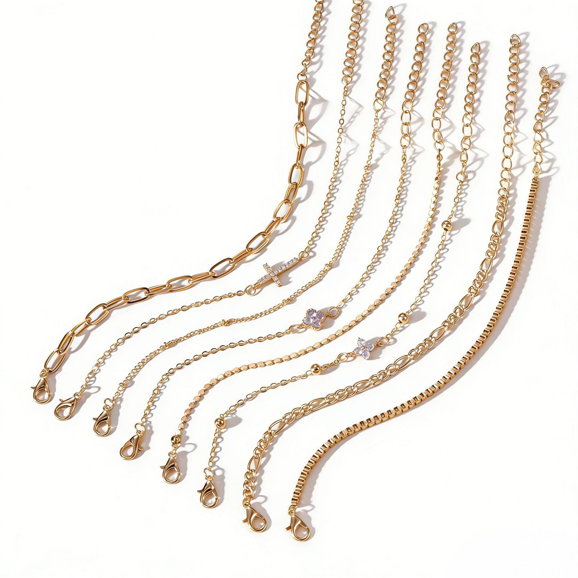 Wholesale Layered Cross &  Flower Pendant Jewelry Set,  Alloy Bracelet Bangle,  Boutique Resale