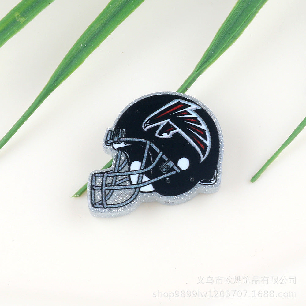Wholesale 5pcs Acrylic Rugby Straight Hole Cartoon Beads