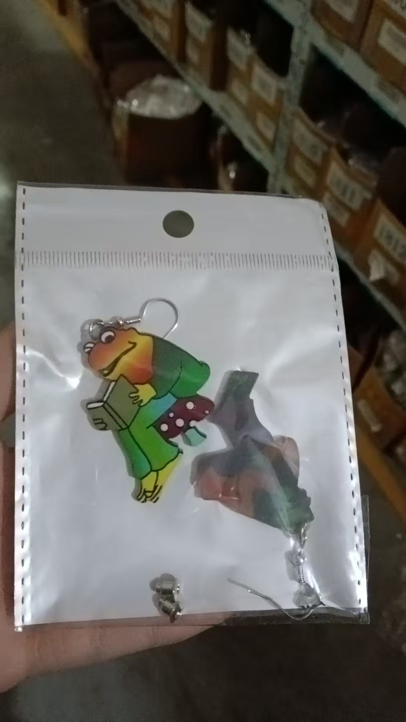 Wholesale  Creative Acrylic Earrings  Skull Cherry Reading Frog Halloween Earrings