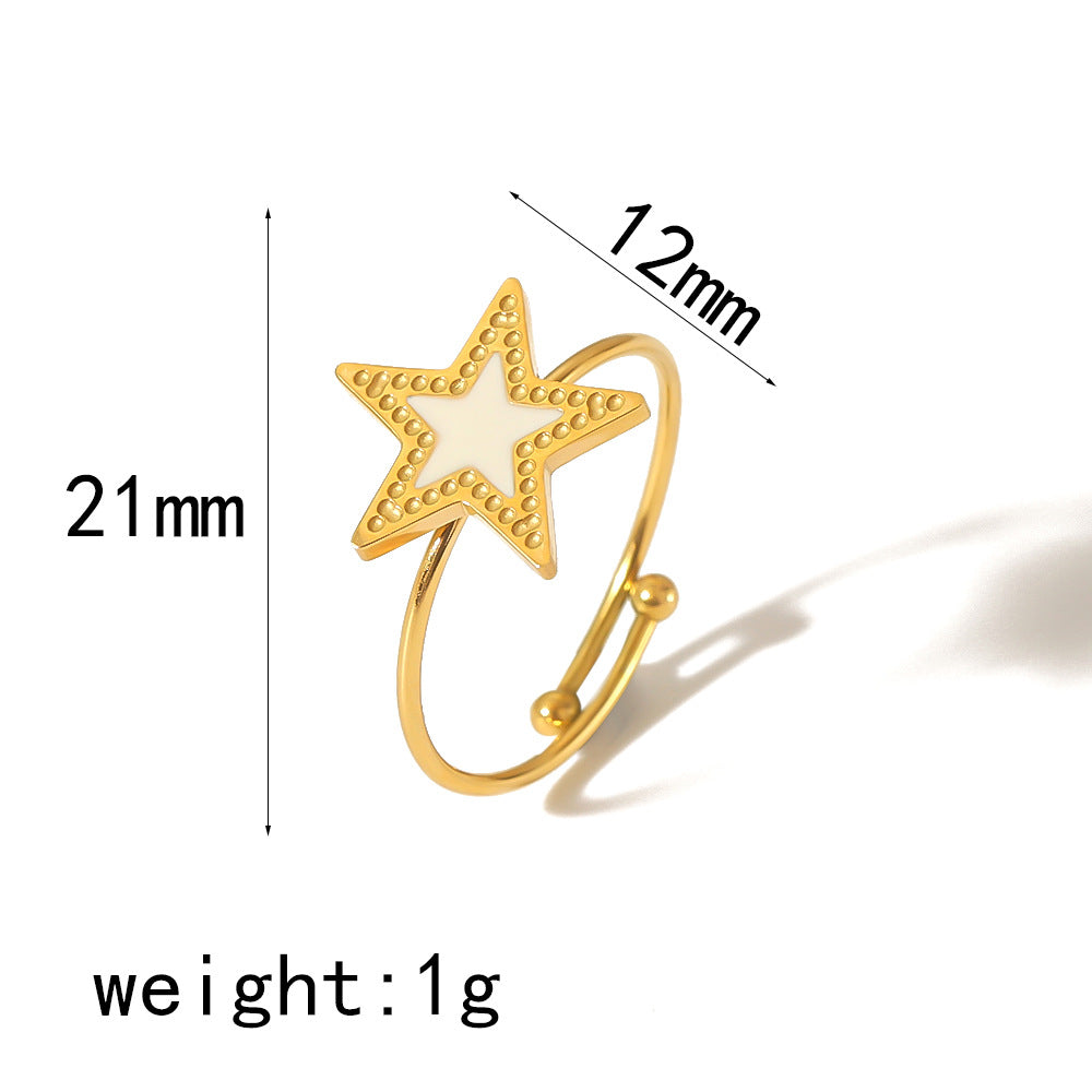 Wholesale Four Leaf Clover Love Heart 18K Gold Stainless Steel Open Adjustable Rings ACC-RS-LiQuan002