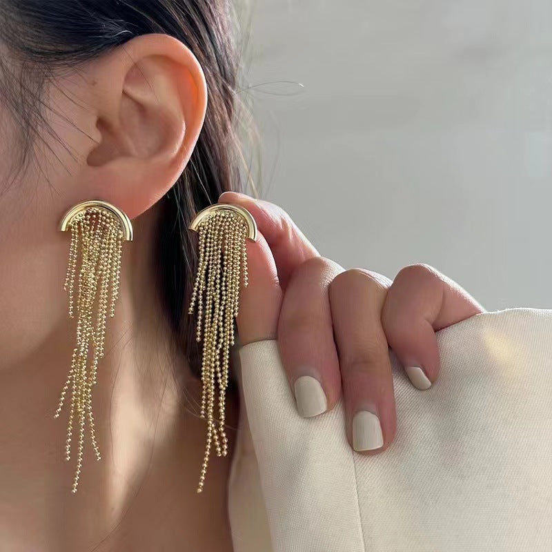 Wholesale geometric tassel  925 silver needle earrings