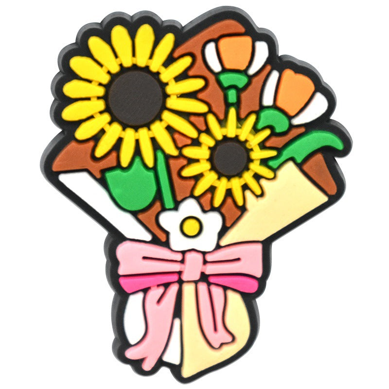 Wholesale Random 100pcs Valentine' s Day Series  PVC Soft Rubber Shoe Buckle Decoration