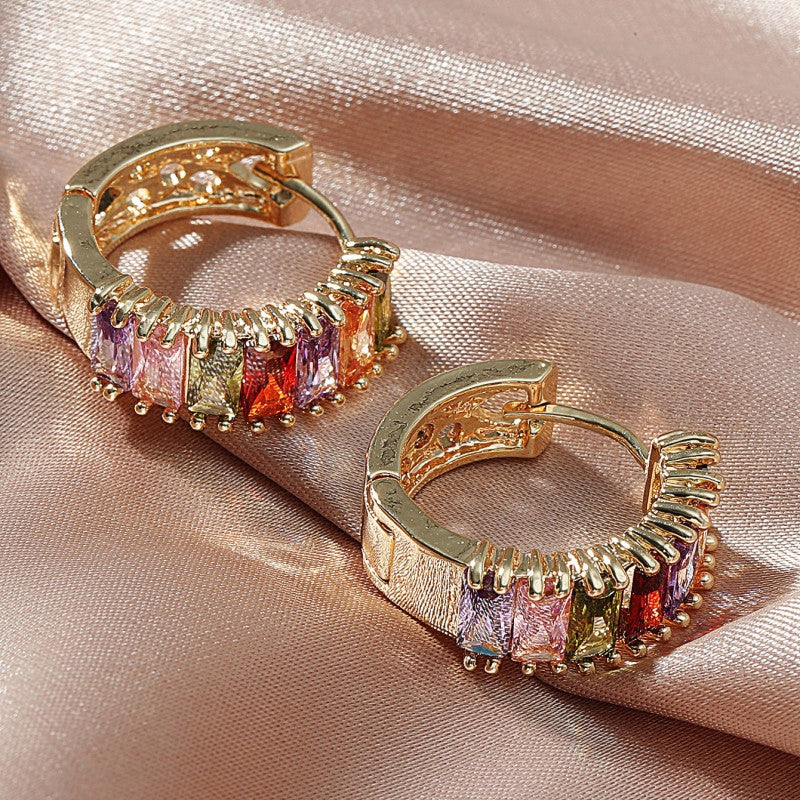 Wholesale Colorful Copper Inlaid Zircon Simple Banquet Party Earrings ACC-ES-JunJie007