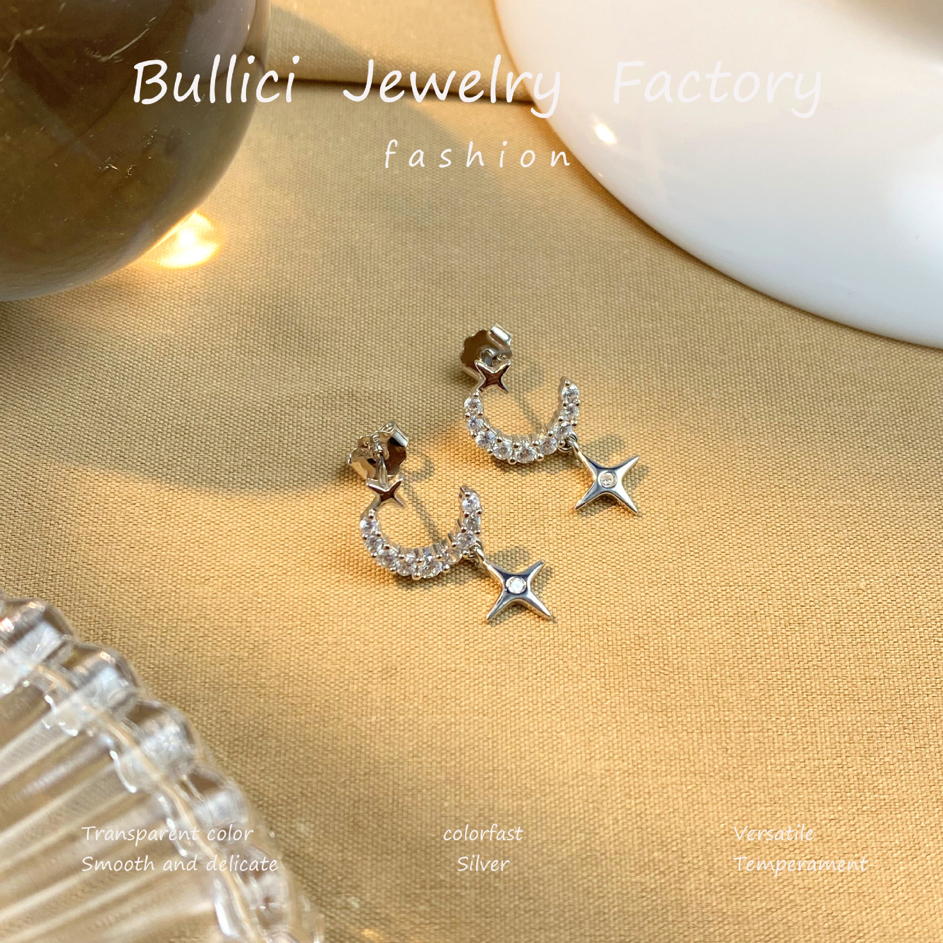 Wholesale s925 Sterling Silver Earrings Sun Moon Star Tassel Earrings