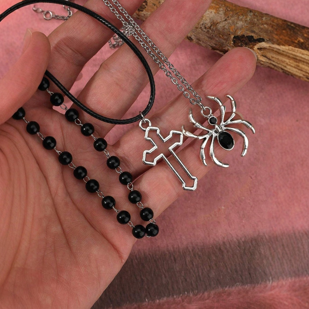 Wholesale Retro Dark Spider Necklace Gothic 3-piece Alloy Pendant Necklaces