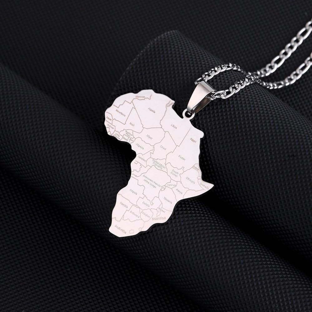 Wholesale stainless steel pendant  African map necklace