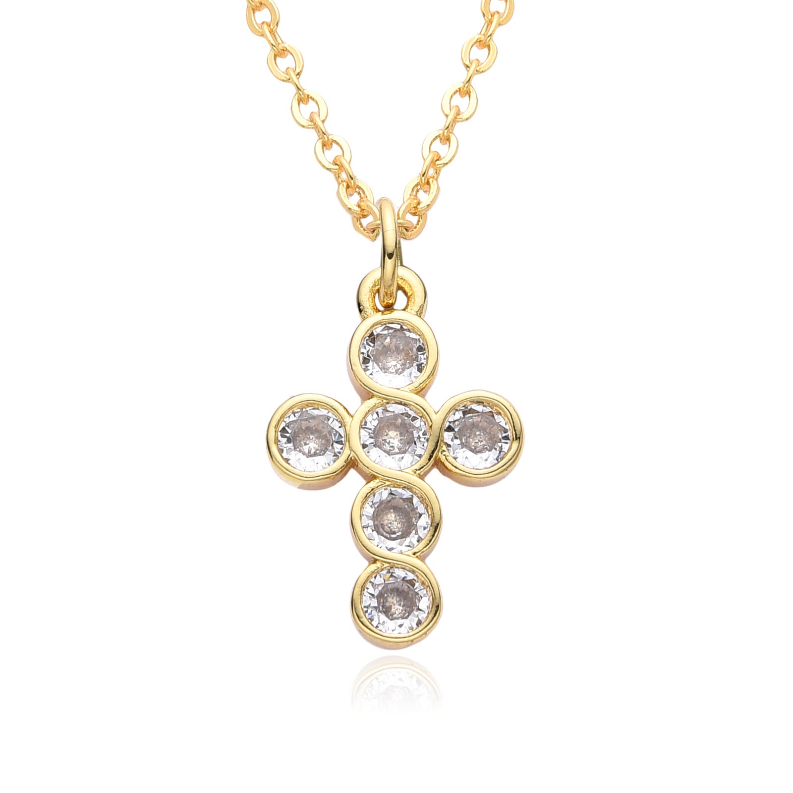 Wholesale retro cross micro inlaid zircon copper gold-plated necklace