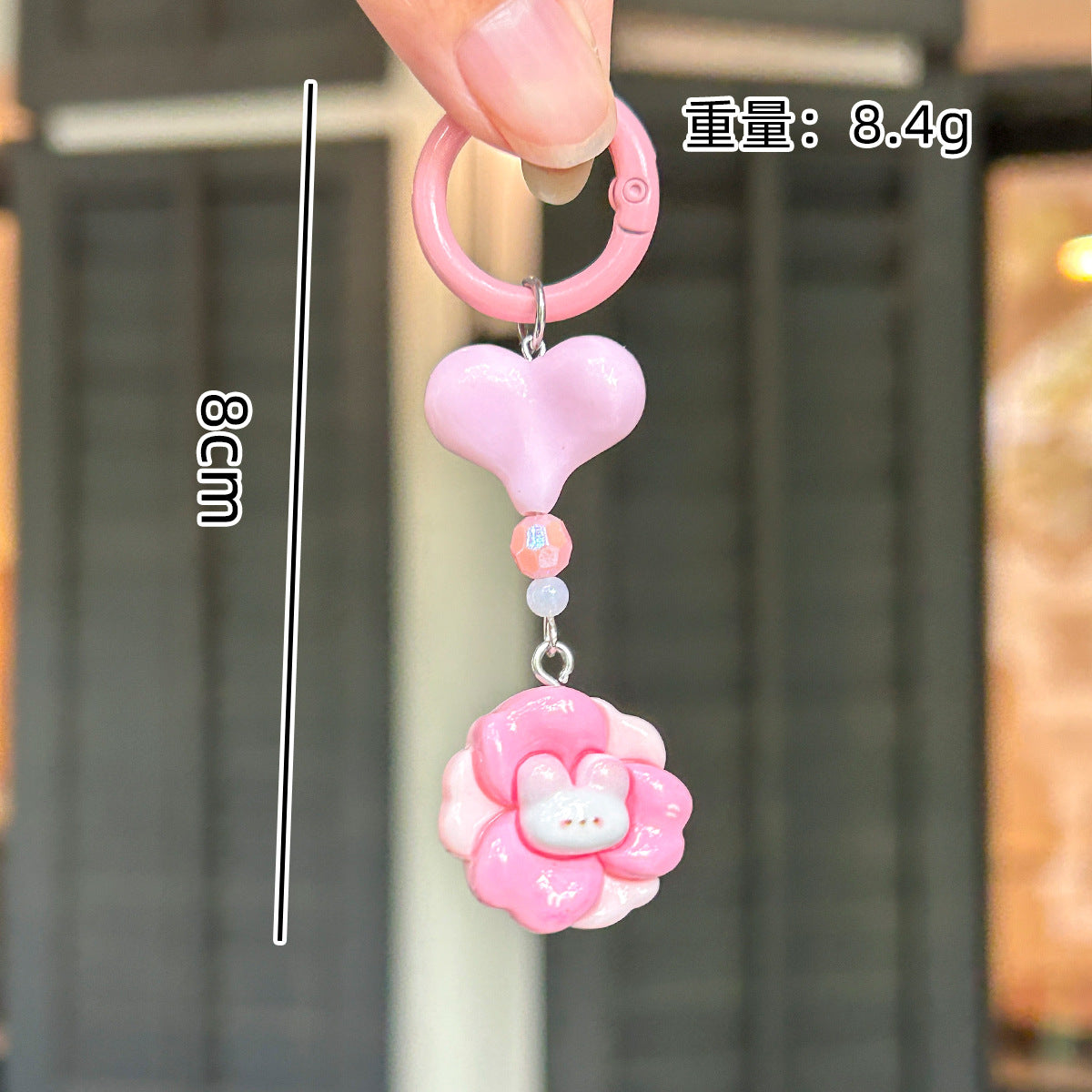 Wholesale Pink Flower Rabbit Resin Cartoon Keychain