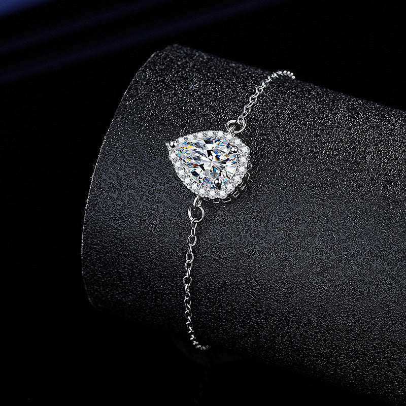 Wholesale Live Broadcast Hot-Selling New Water Drop Bracelet Inlaid with Eight Hearts and Eight Arrows Zircon Imitation Moissanite Bracelet Bracelet
