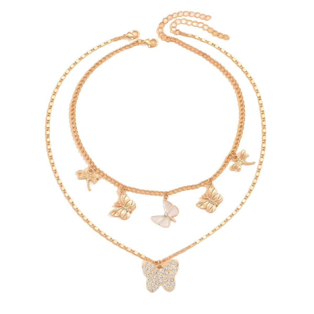 Wholesale metal three-dimensional butterfly and dragonfly pendant necklace