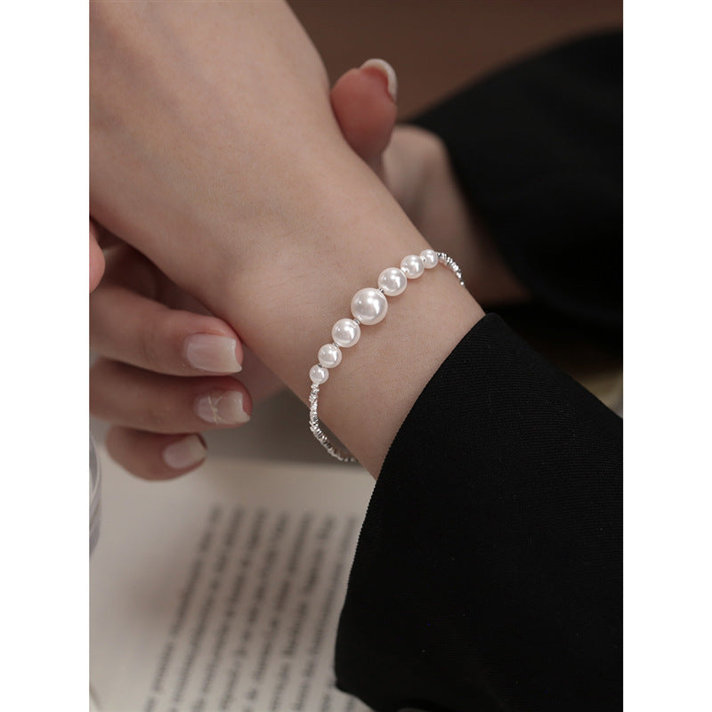 Wholesale silver pearl necklace bracelet female 925 sterling silver light luxury necklaces