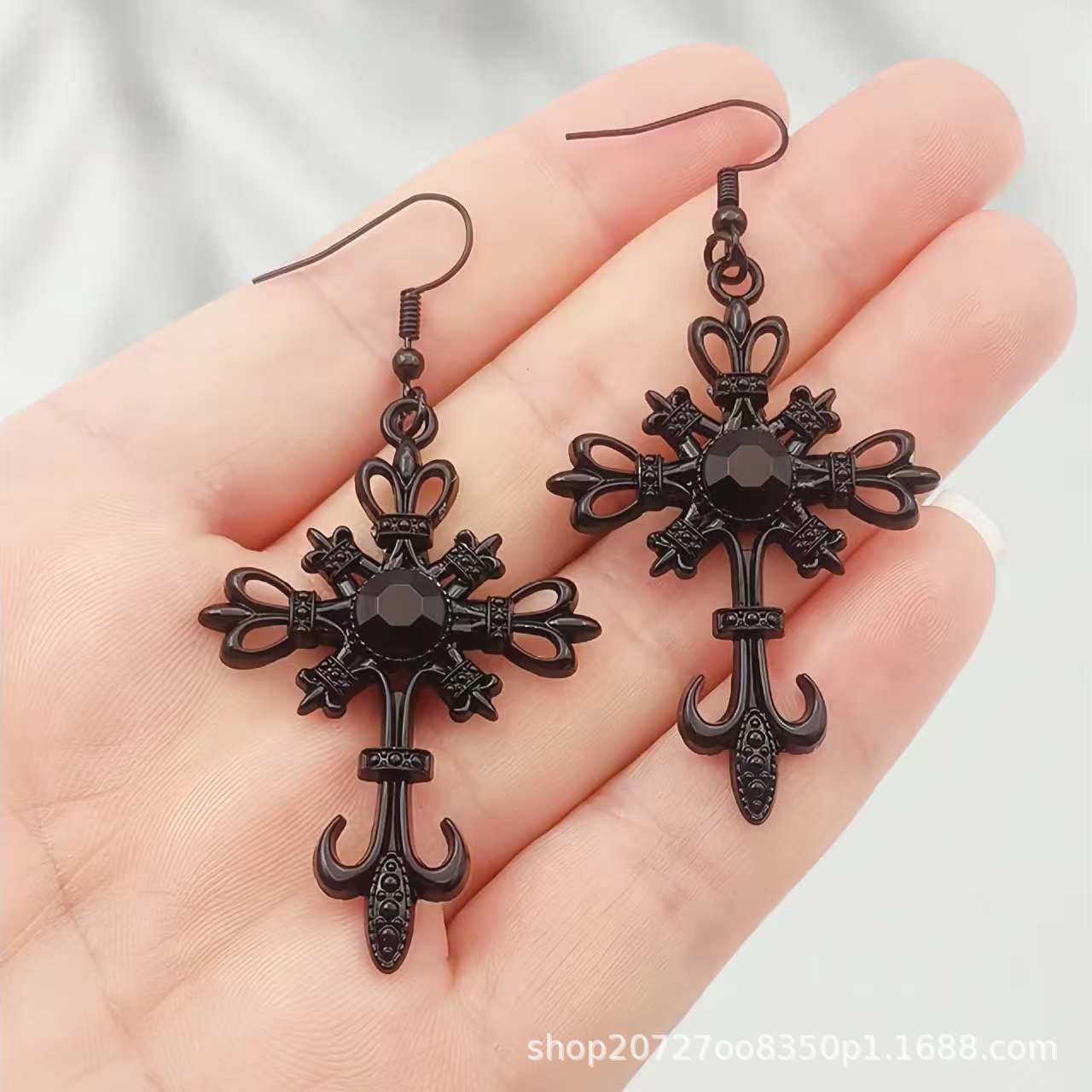 Wholesale Alloy Electroplating Gothic Skull Bat Cross Earrings Trendy Jewelry Accessory for Resale