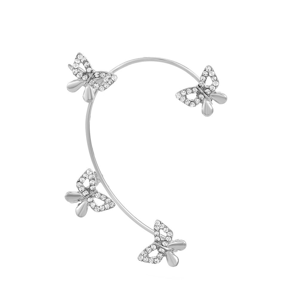 Wholesale butterfly earrings with diamonds, fashionable non-pierced alloy ear clips ACC-ES-XunOu001