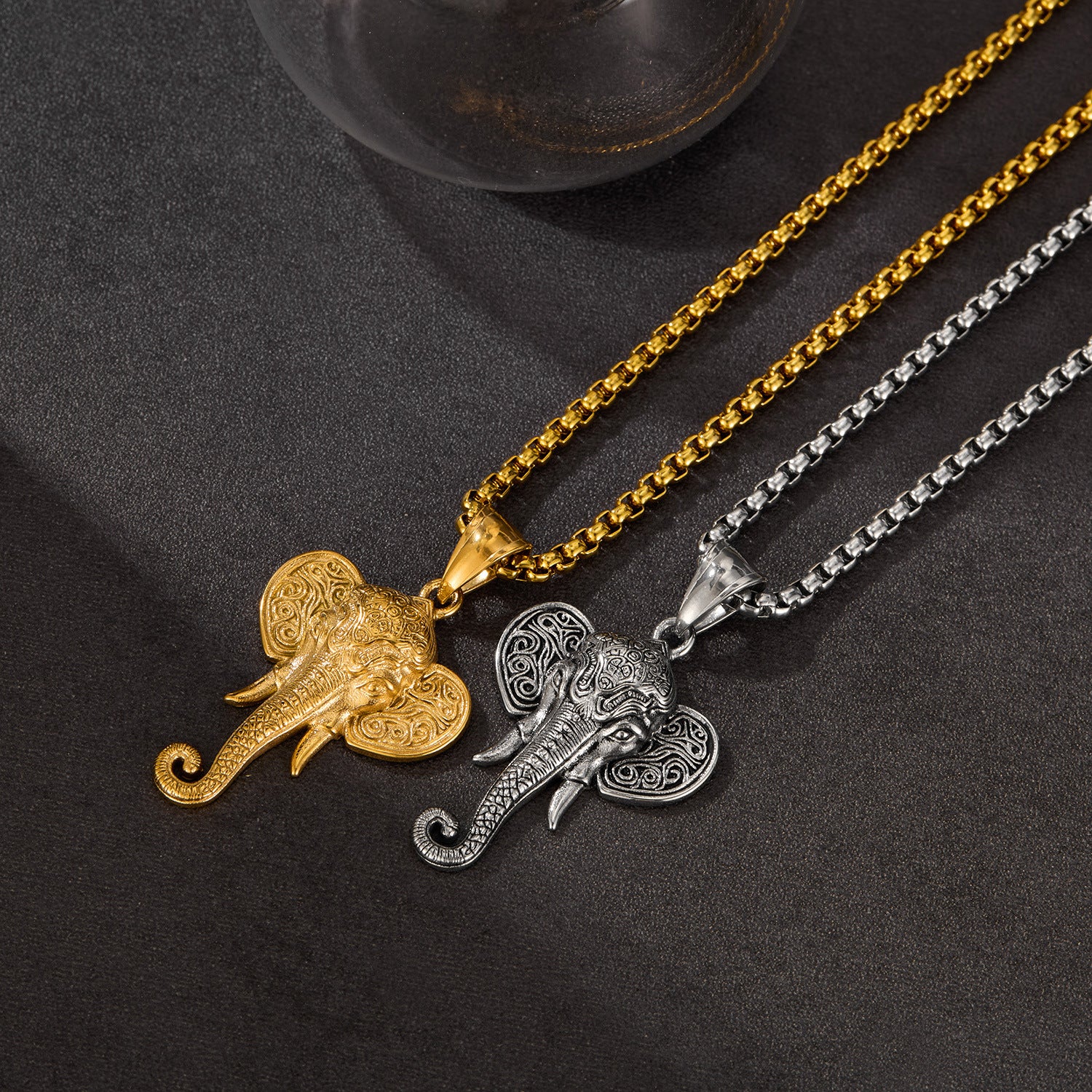 Wholesale  Titanium Steel Elephant Pendant Necklaces