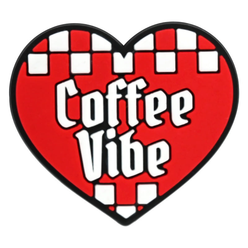 Wholesale Random 100pcs  coffee cup series  PVC Soft Rubber Shoe Buckle Decoration