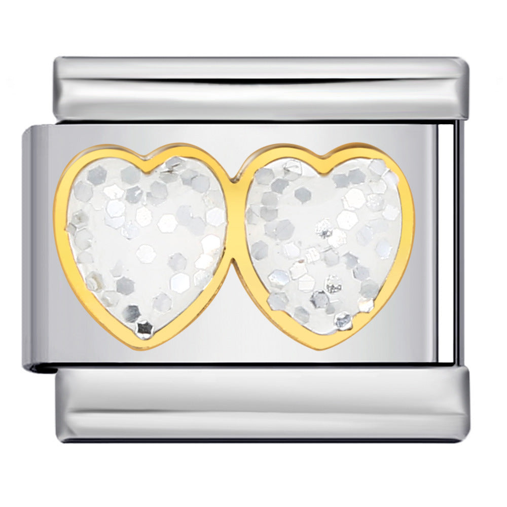 Wholesale  Italian ModularColorful ZirconTitanium Steel DIY  Bracelet