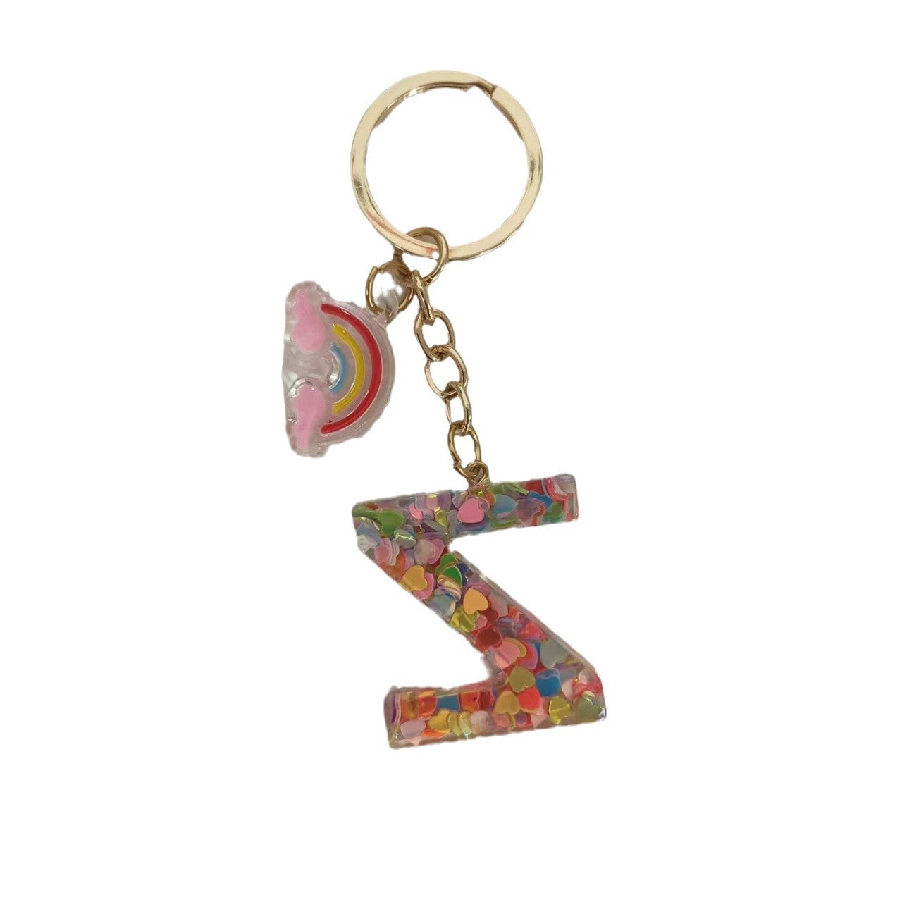Wholesale Trendy Resin Alphabet Letter Keychains 26 A Z Iridescent Sequin Charm Set Party Gift Bag Charm Boutique Resale Accessory