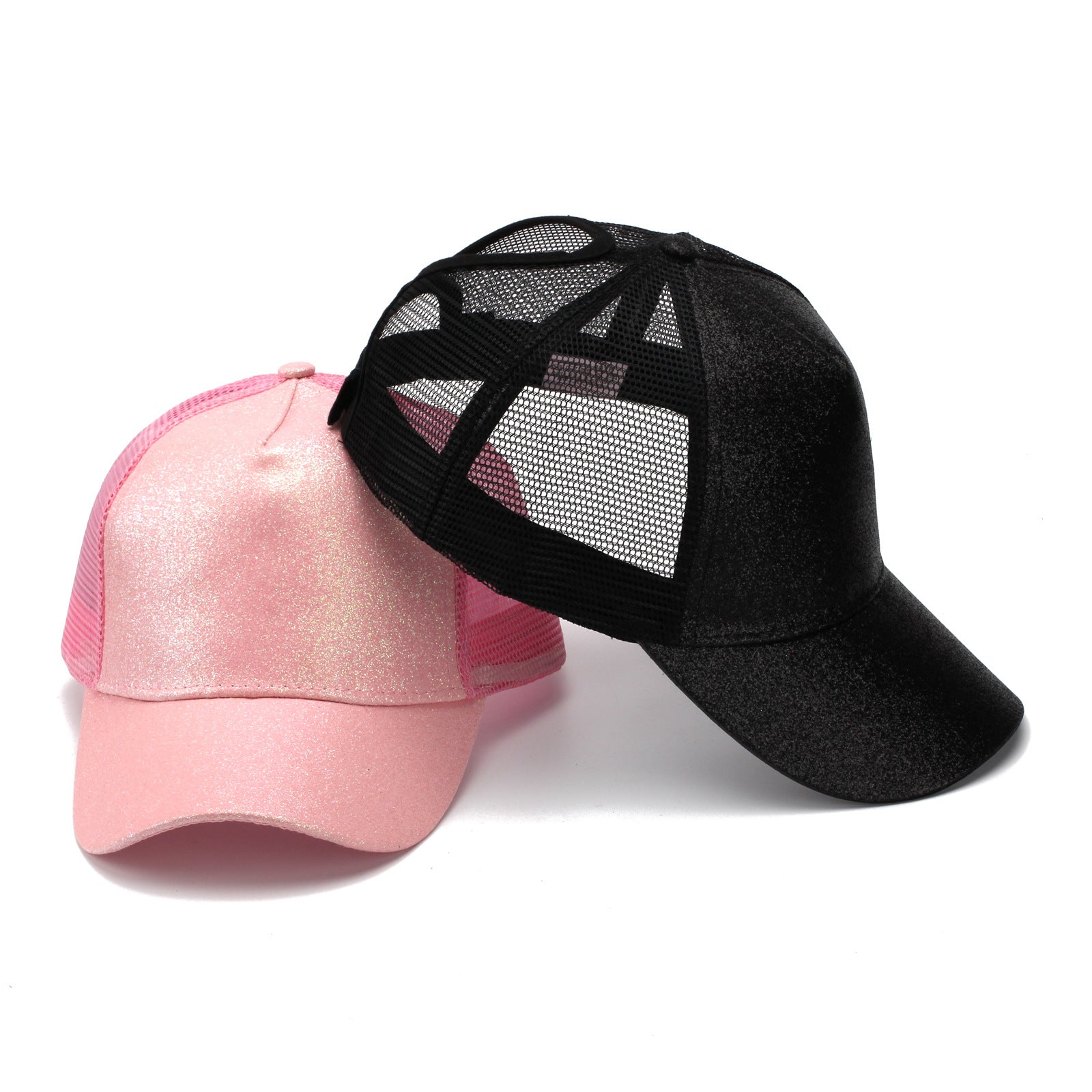 Wholesale Ponytail Cap Glitter Baseball Net Cap Peaked Cap ACC-HT-JingHong003