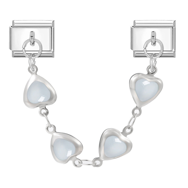 Wholesale Italian Charm Bracelet 9mm DIY Splicing Silver Double Pendant Stainless Steel Composable Bracelet