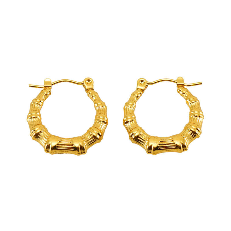 Wholesale Stainless Steel Earrings Bamboo Vintage Gold Plated Earrings ACC-ES-Zhongy005