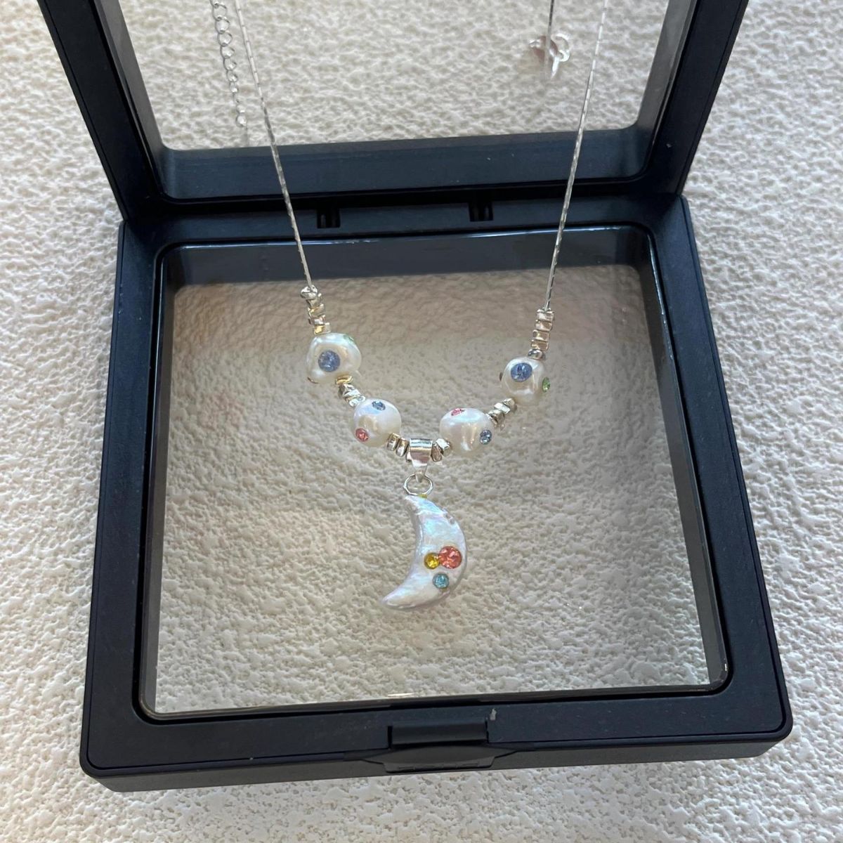 Wholesale  Baroque Pearl Crescent broken silver necklace