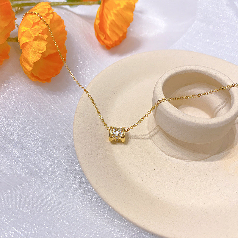 Wholesale Electroplated Titanium Steel Necklace Micro-embedded Clavicle Chain Choker Necklace ACC-NE-Xiyue003