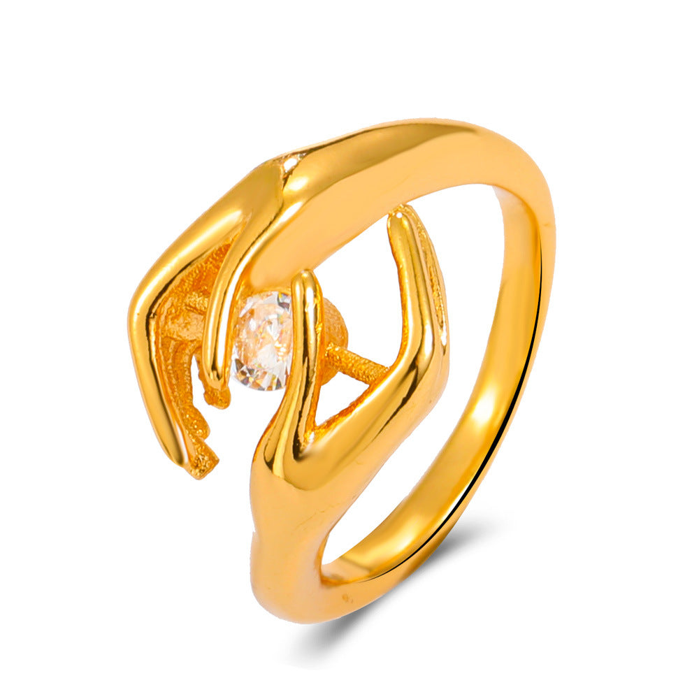 Wholesale Creative Hug Hand Ring Vintage Zircon Heart Rings ACC-RS-DQ002
