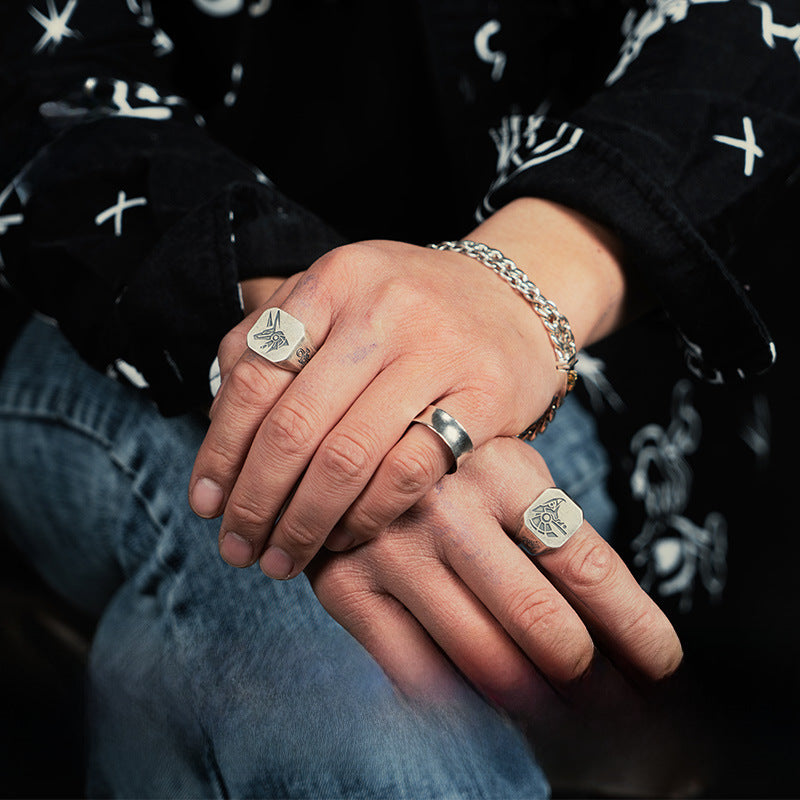 Wholesale Plain silver Egyptian god Horus eye silver ring