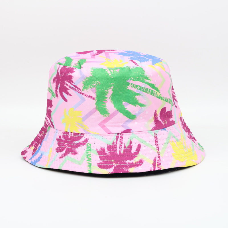 Wholesale Seaside Coconut Tree Printed Fisherman Hat Bucket Hat