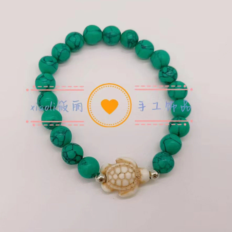 Wholesale Turtle Starfish Stretch Beaded White Turquoise Bracelet ACC-BT-Youl009