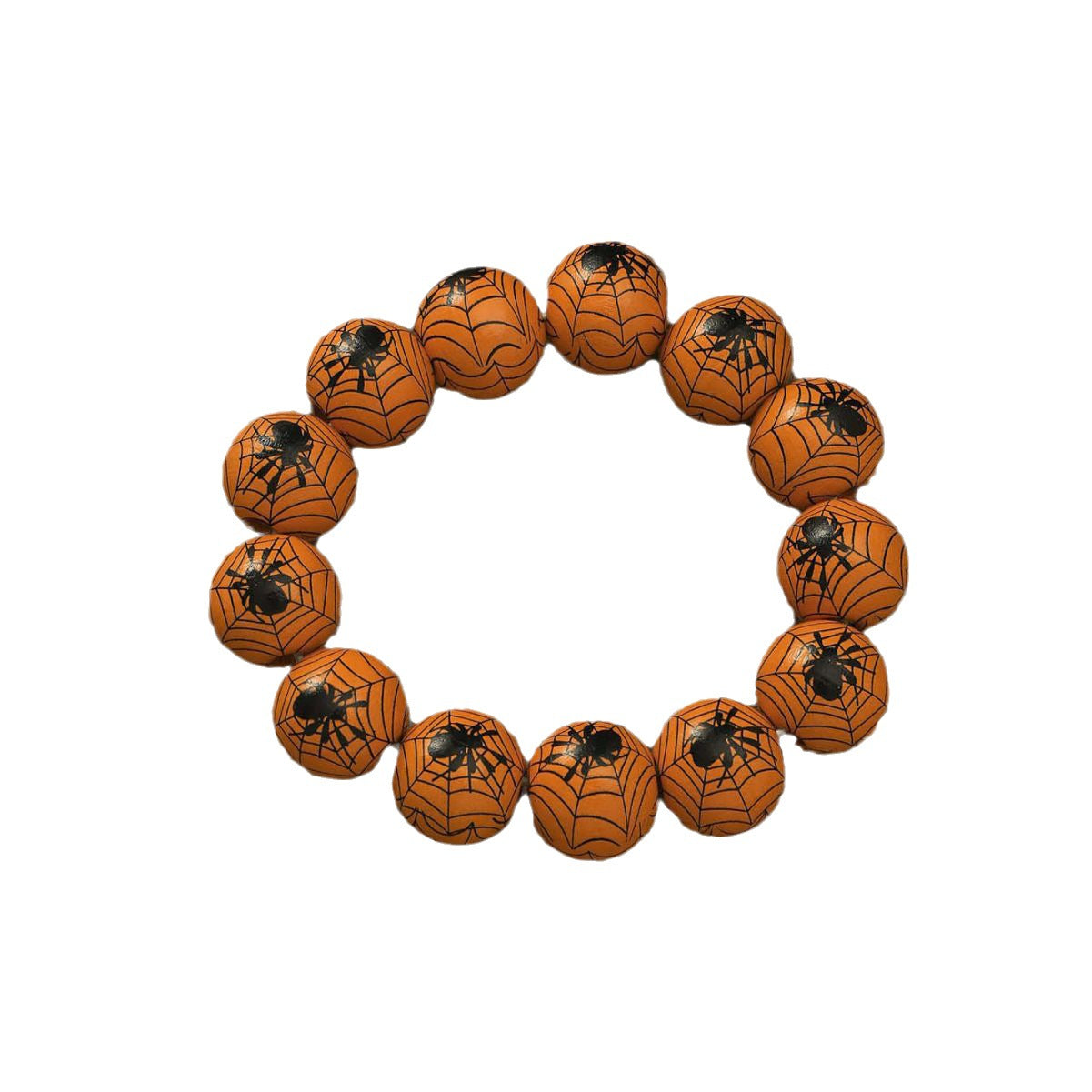 Wholesale Halloween Wood Beads Pumpkin Spider Print Beaded Bracelet ACC-BT-JunJie011