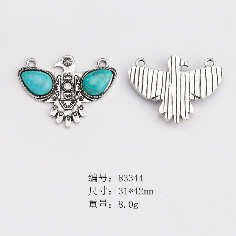 Wholesale Ethnic Retro Style Turquoise Alloy Diy Bracelet Necklace Pendant Accessories ACC-PT-Yongc003