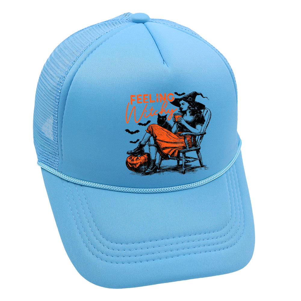 Wholesale Trucker Hat Halloween Pumpkin Witch Baseball Cap Printed Mesh Cap ACC-HT-HaiPu014