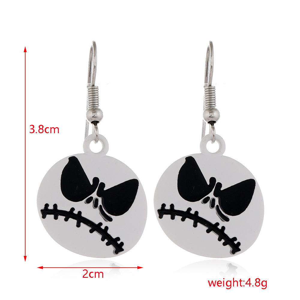 Wholesale Halloween Series Earrings Horror Funny Personality Skull Spider Pumpkin Alloy Drop Oil Earrings