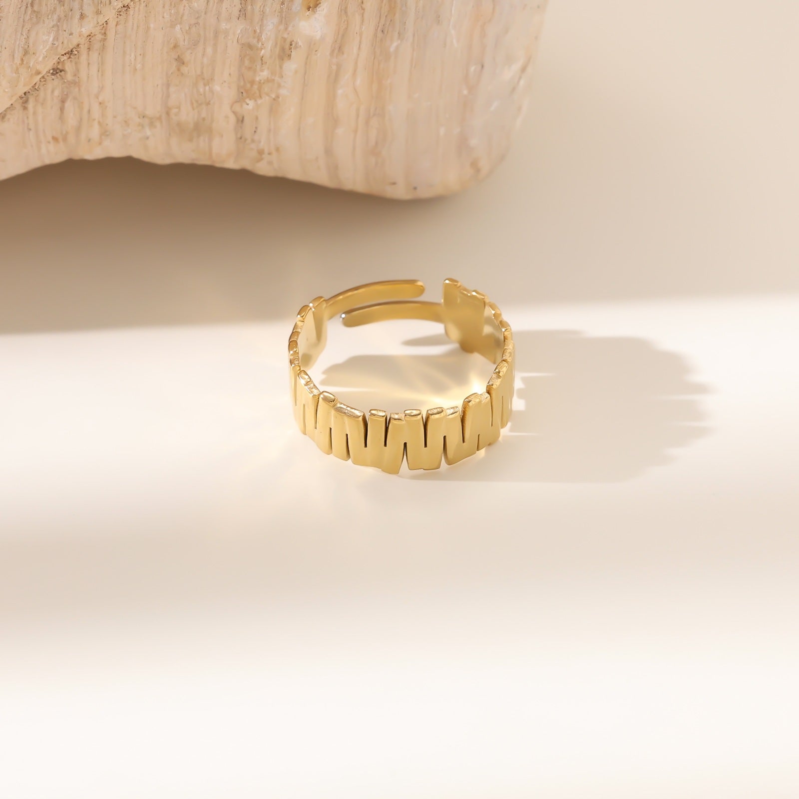 Wholesale Stainless steel gold-plated adjustable starfish flower ring