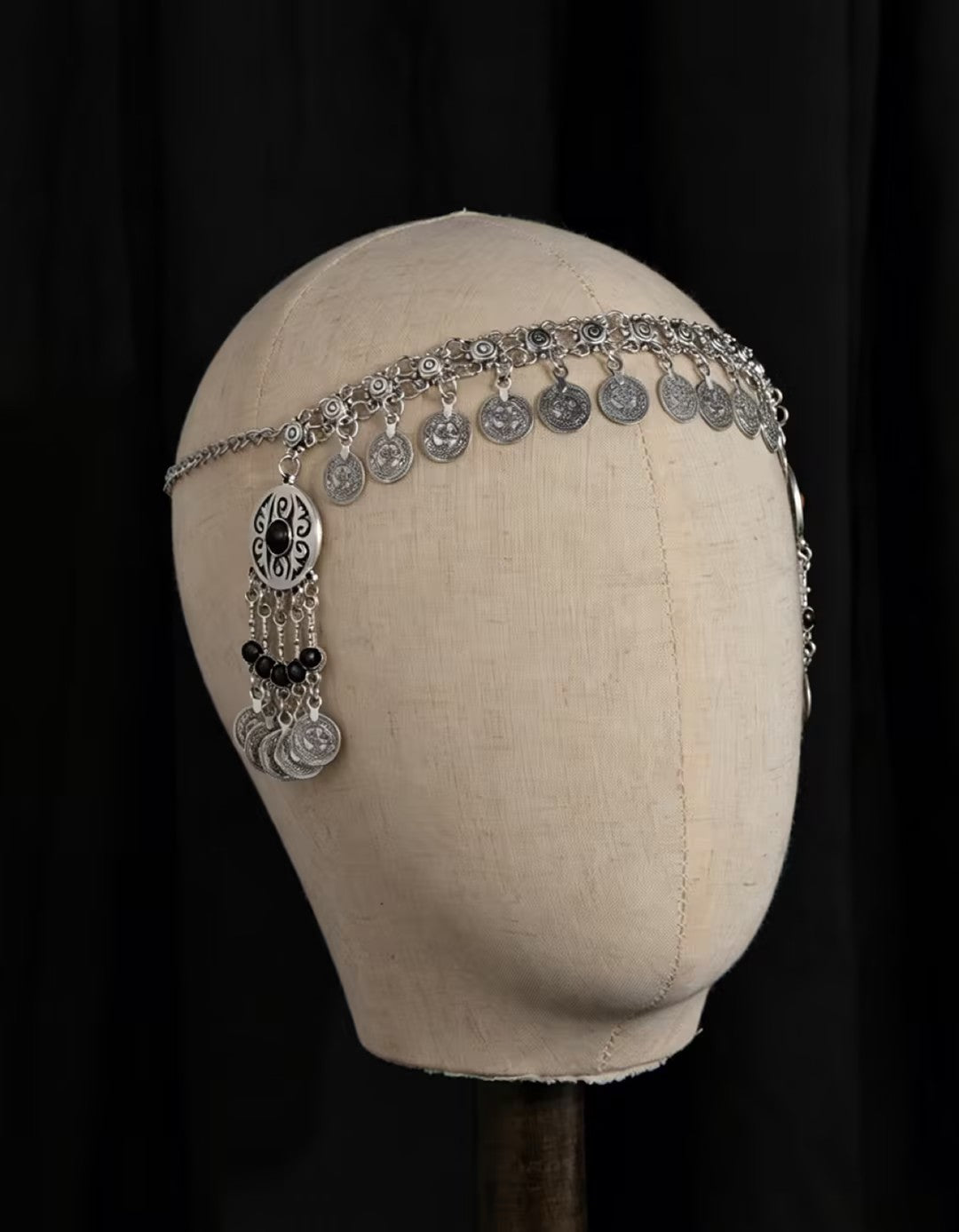 Wholesale Chic Exotic Rhinestone Coin Tassel Hair Chain Retro Geometric Head Chain Fashion Accessory
