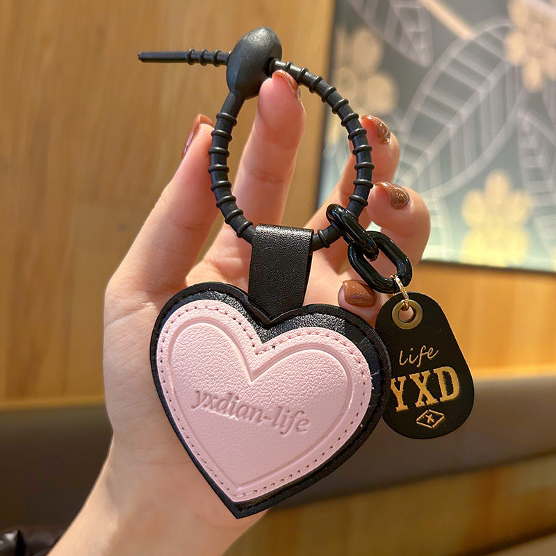 Wholesale Trendy Yellow Leather Heart Keychain Bag Charm Decorative Gift For Students