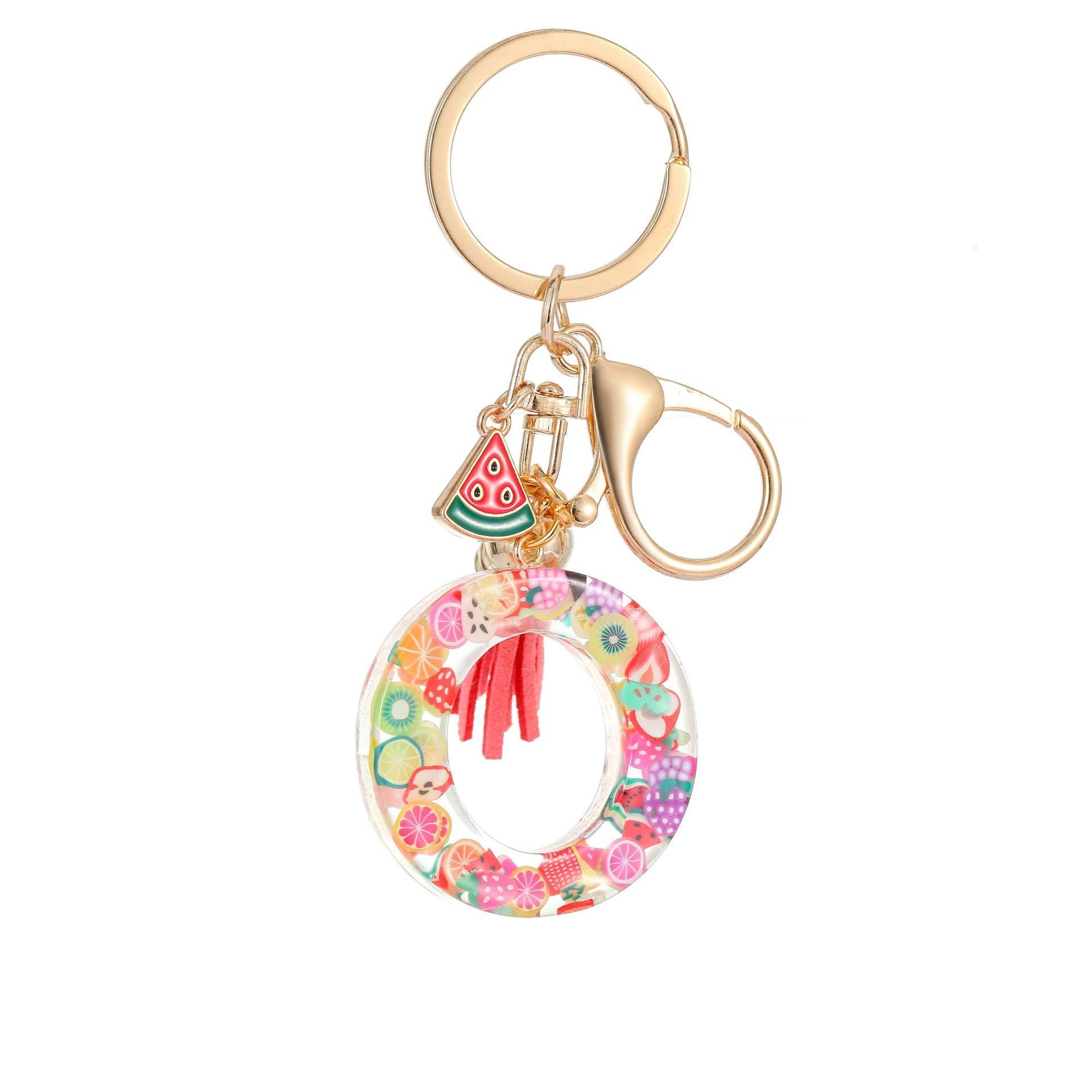 Wholesale Fruit resin letter keychain