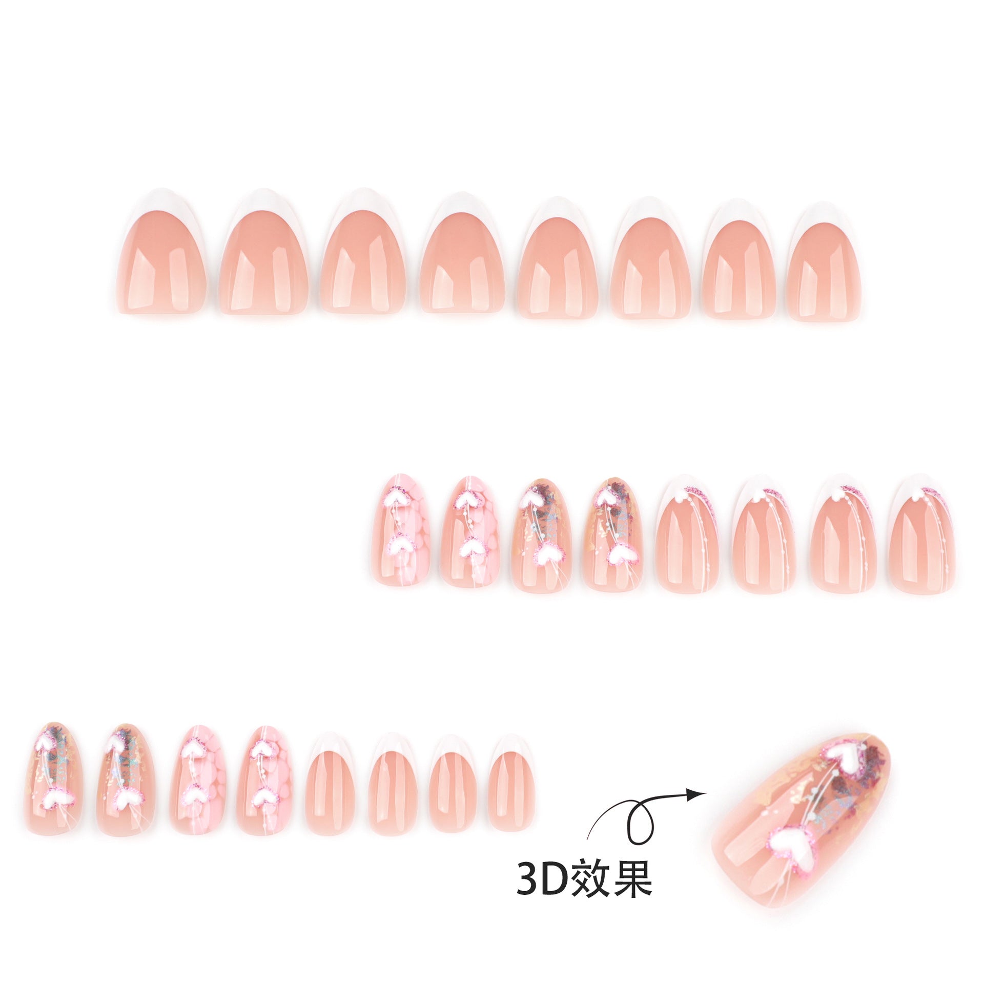 Wholesale 24 Pieces/box 3D Love Nails Kits Nail Stickers