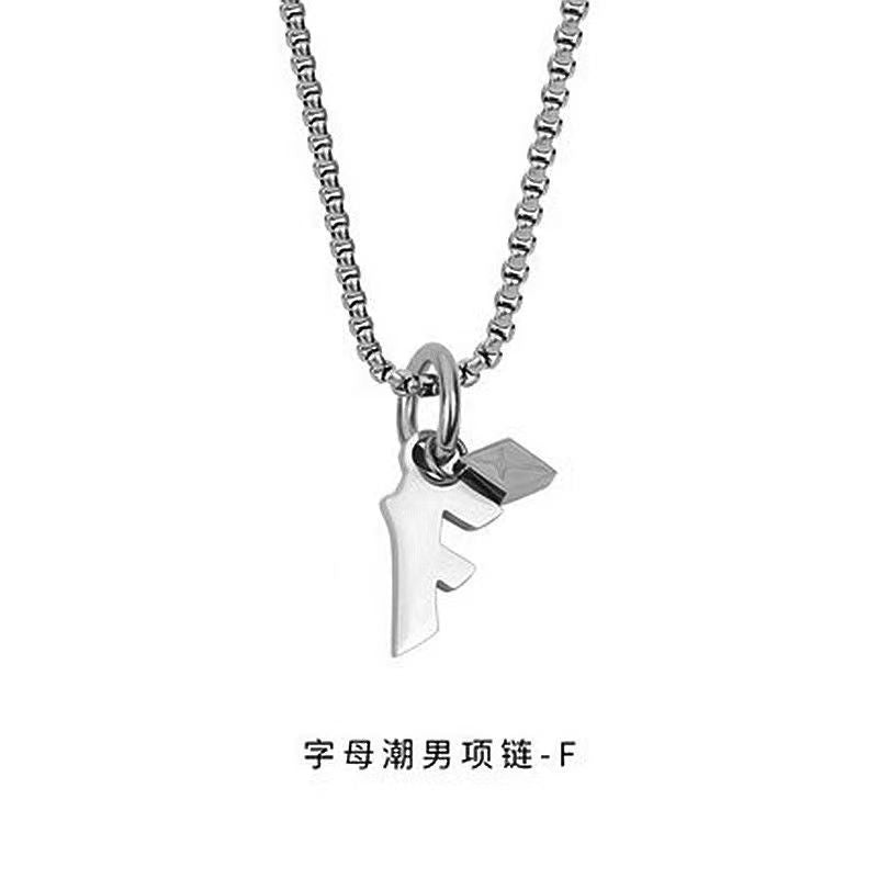 Wholesale Men's 26 Alphabet Titanium Steel Necklace