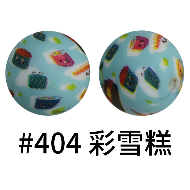 Wholesale 50pcs 15mm Western Style Leopard Skull Color Aztec Printed Silicone Balls Beads ACC-BDS-HeSheng002