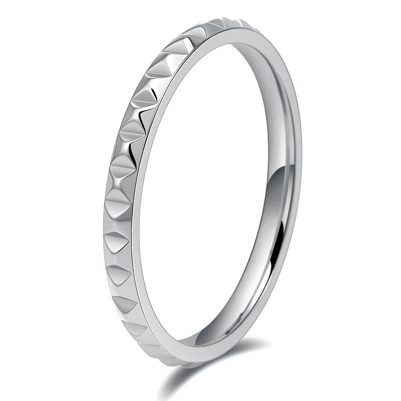 Wholesale Princess Style Stainless Steel Cone Grid Narrow Index Finger Ring
